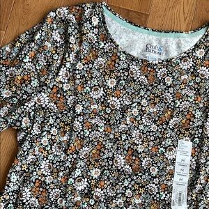 Croft & Barrow Women's Short Sleeve Floral Tee - Brown, White, and Orange